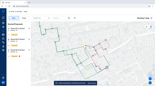 A scheme of bus route planning on a map