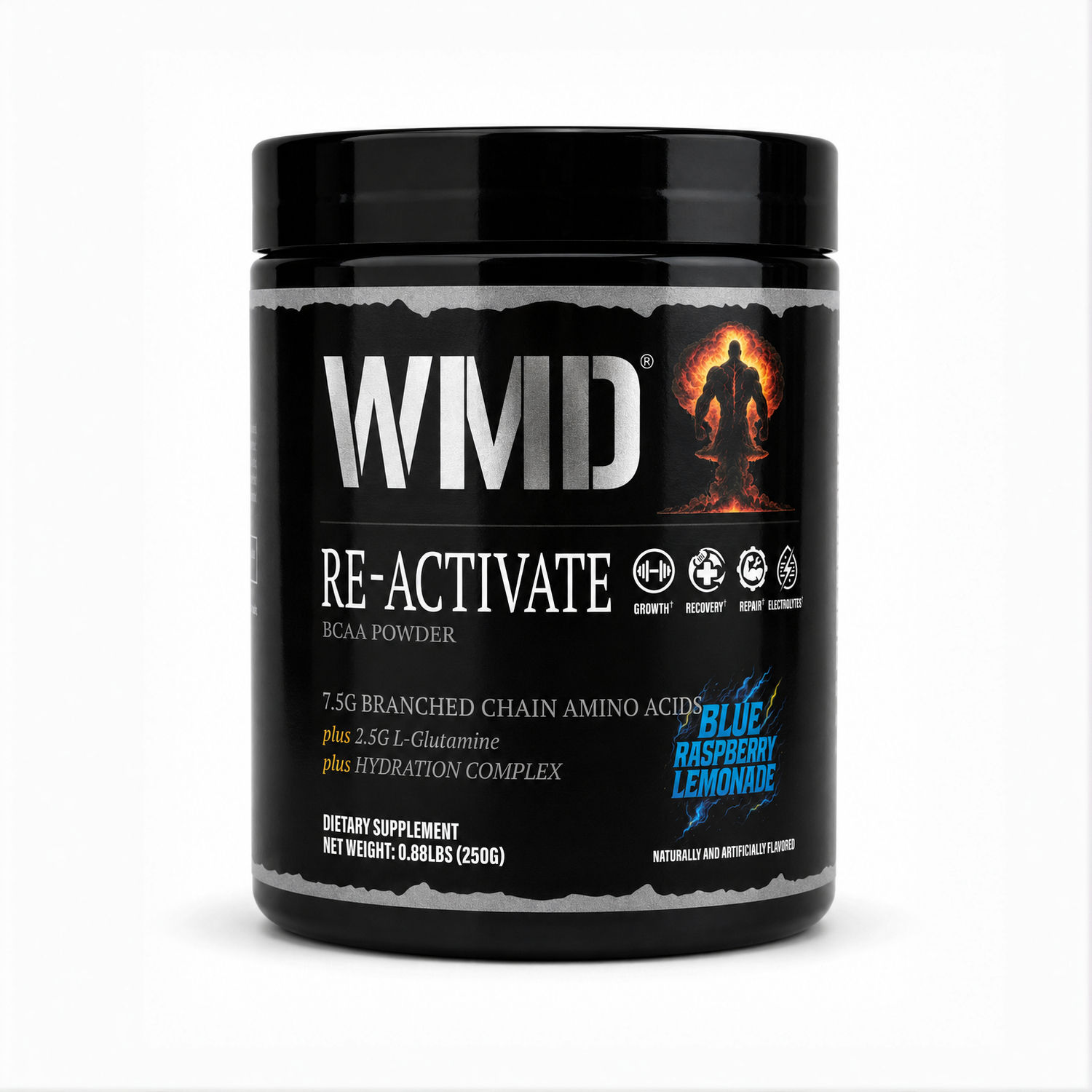 WMD Supplements Re-Activate BCAA Powder – Blue Raspberry Lemonade, 250g