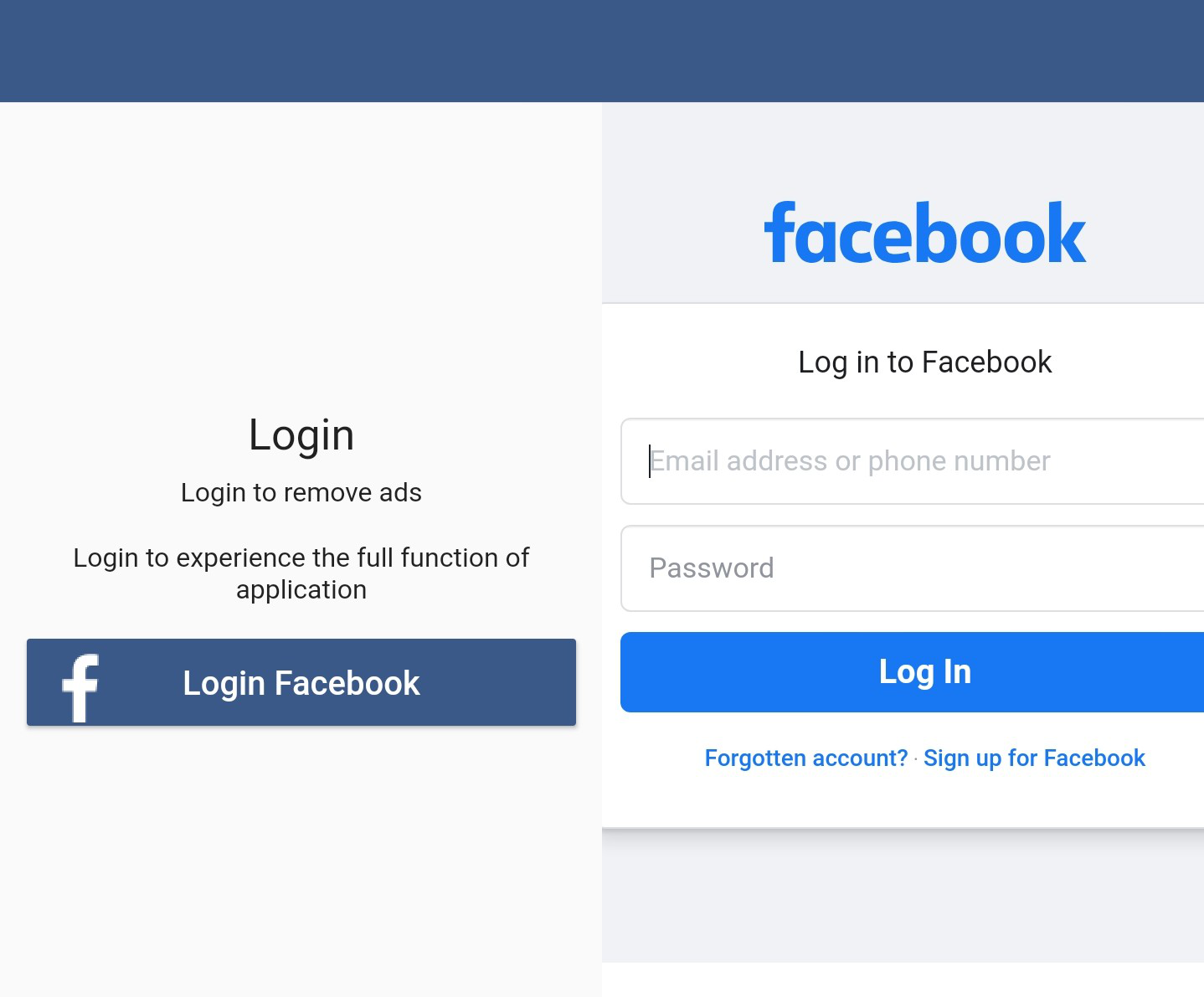 Facestealer malware displaying Facebook login popup