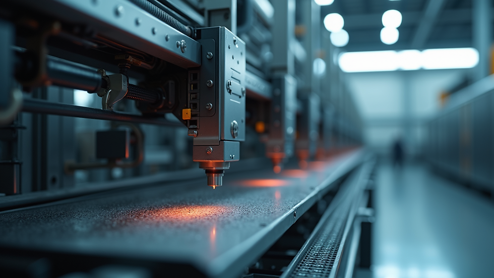 Close-up view of automated machinery in action
