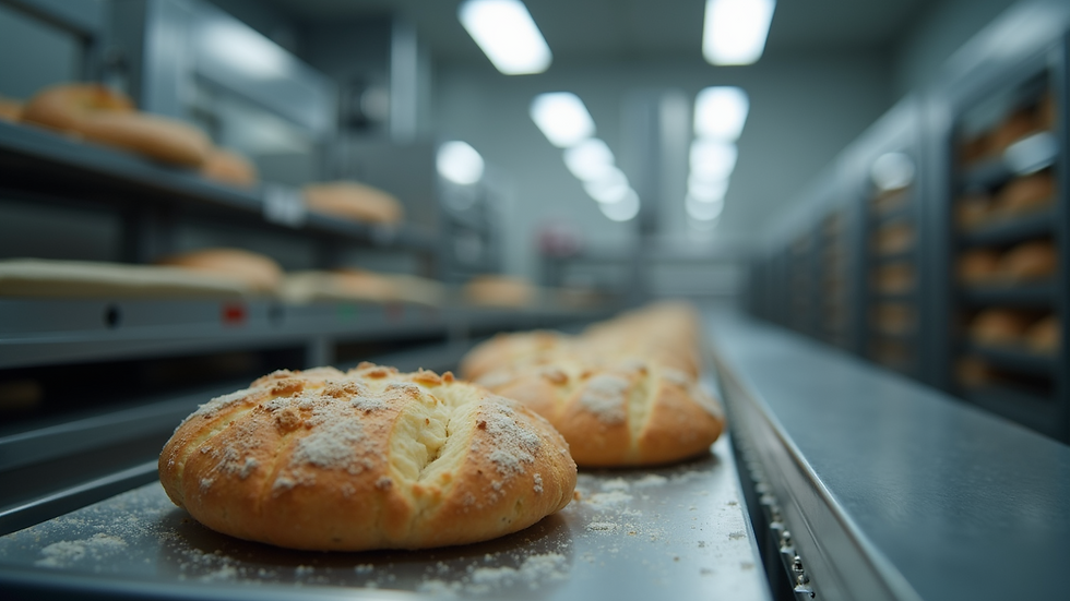 Eye-level view of a bakery's high-tech equipment