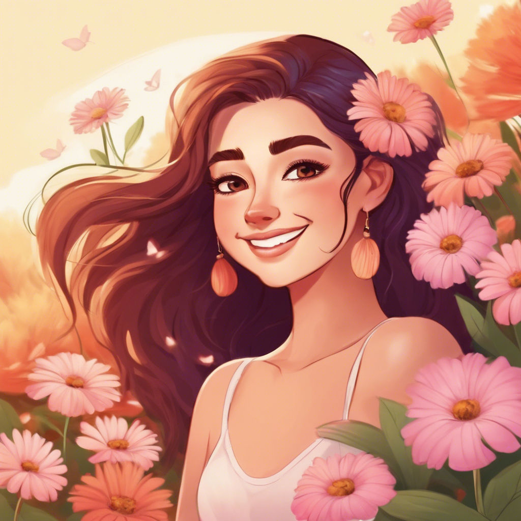 Illustration of beautiful woman surrounded by flowers promoting Miss Hypnotherapy Audio: Connection Mind Body Meditation.