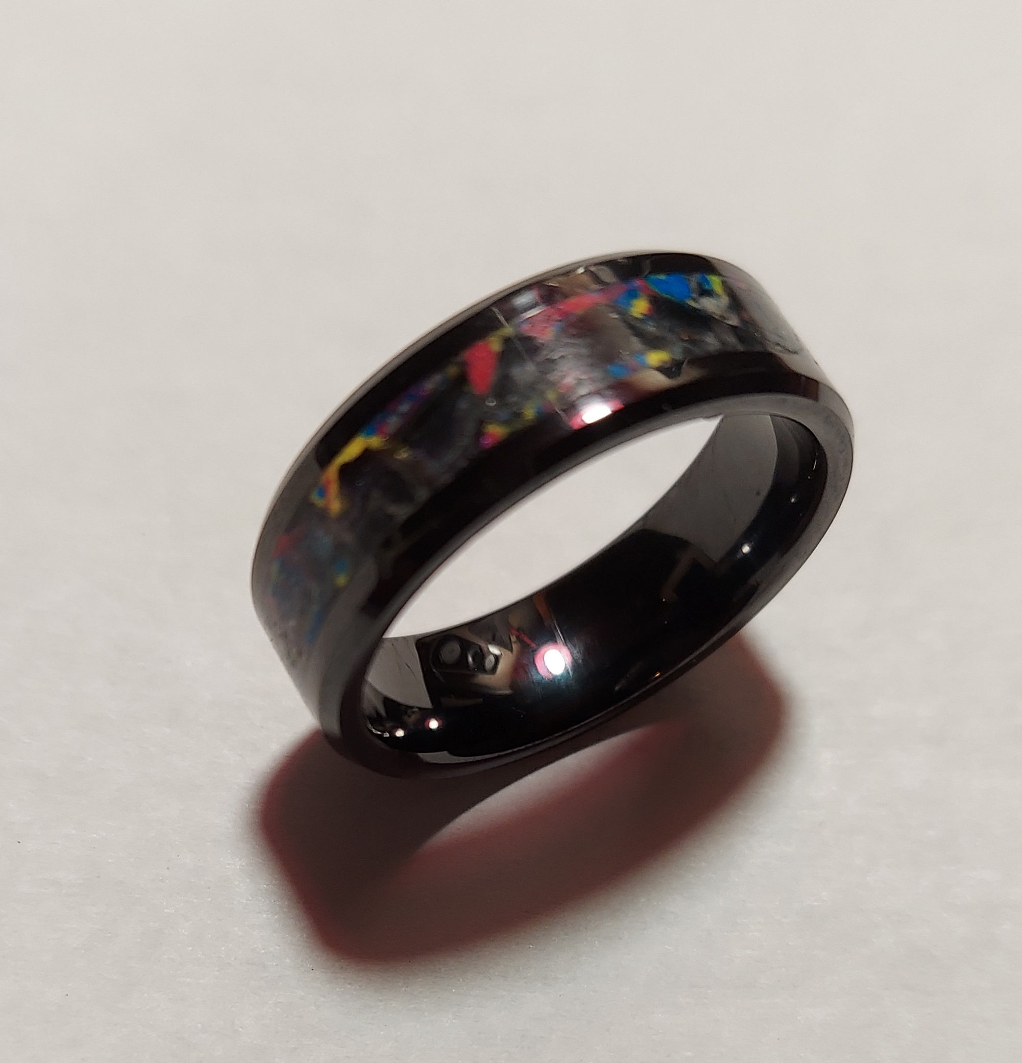 Black Ceramic w/ Flourite and Pink, Blue, and Yellow pigment