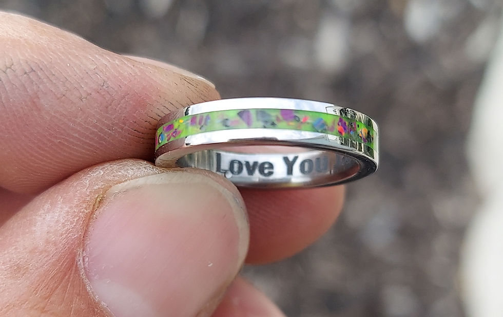 Stainless Steel w/ Opal, Lapis Lazuli, Azurite in Green Glow Powder