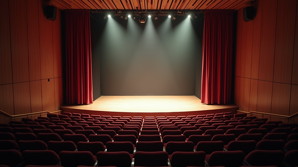 High angle view of small stage with intimate seating