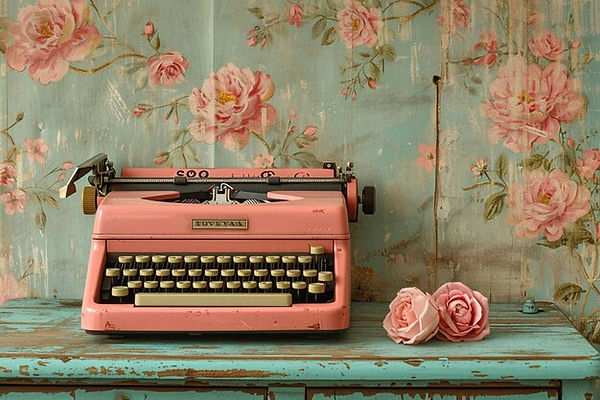Old Fashioned typewriter with flowers