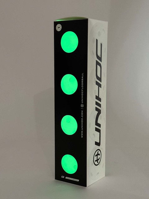 Unihoc Floorball Ball CRATER Glowing in the Dark (4-pack)