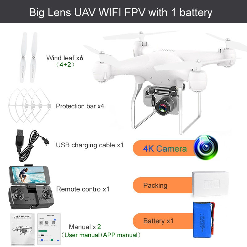 Thumbnail: RC Drone FPV Quadcopter UAV with ESC Camera 4K HD Profesional