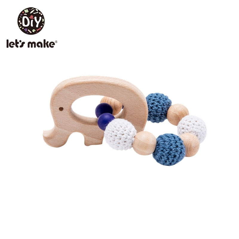 Thumbnail: Let's Make 1PC Wooden Teether Hedgehog Crochet Beads Wood Crafts Ring Engraved