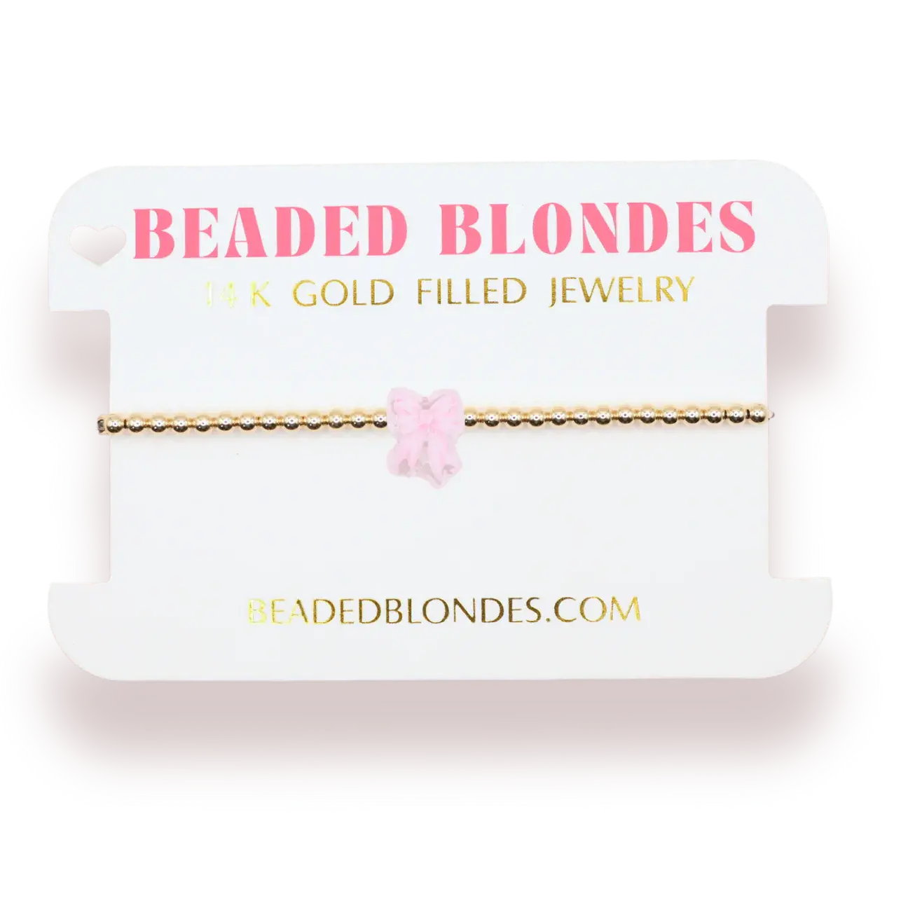 BB Pink Watercolor Bow Gold Bracelet