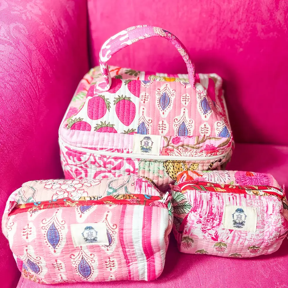 Pink City Quilted Cosmetic Bags