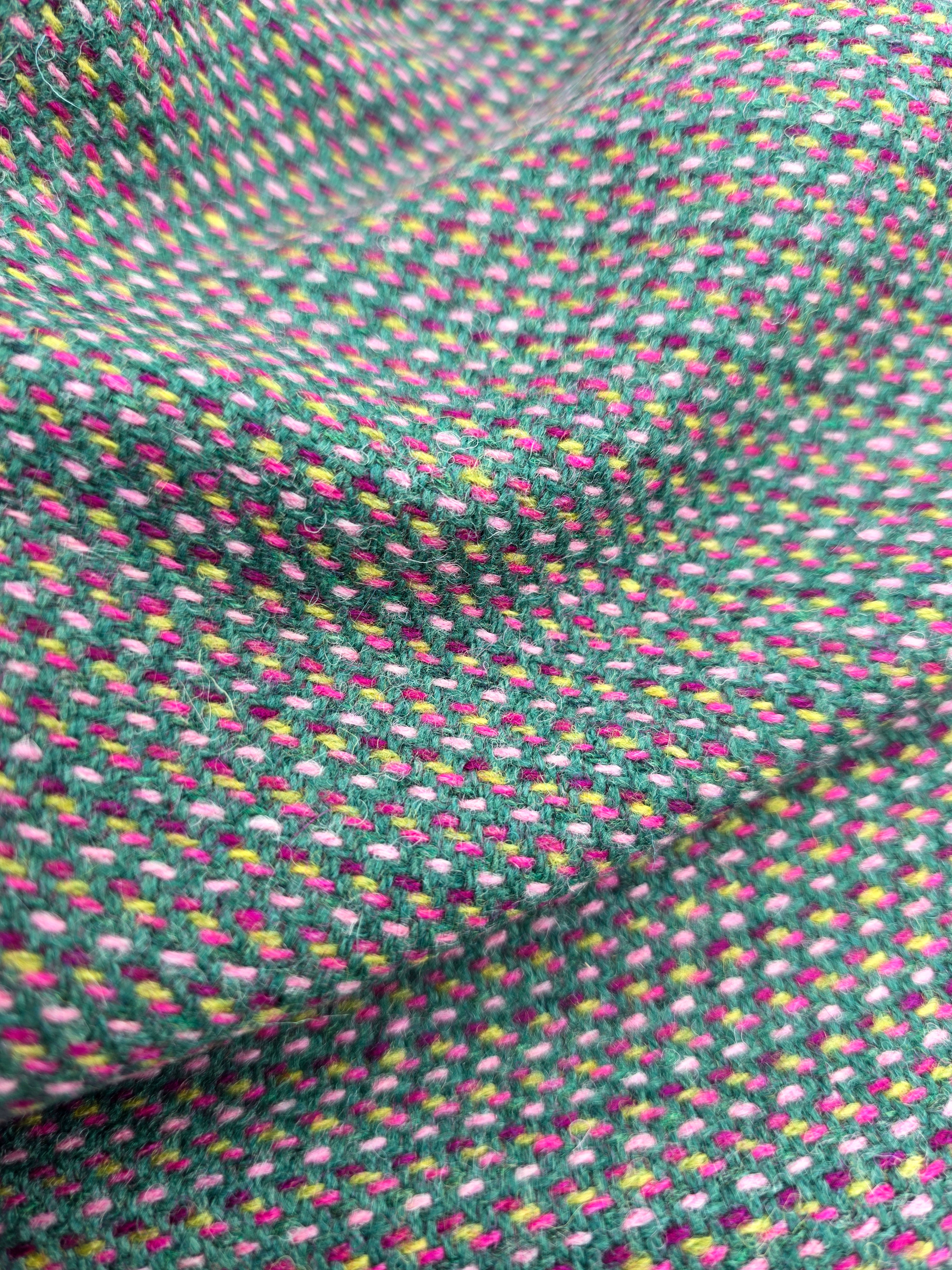 Two Sisters Tweed Fabric - pink and green heather