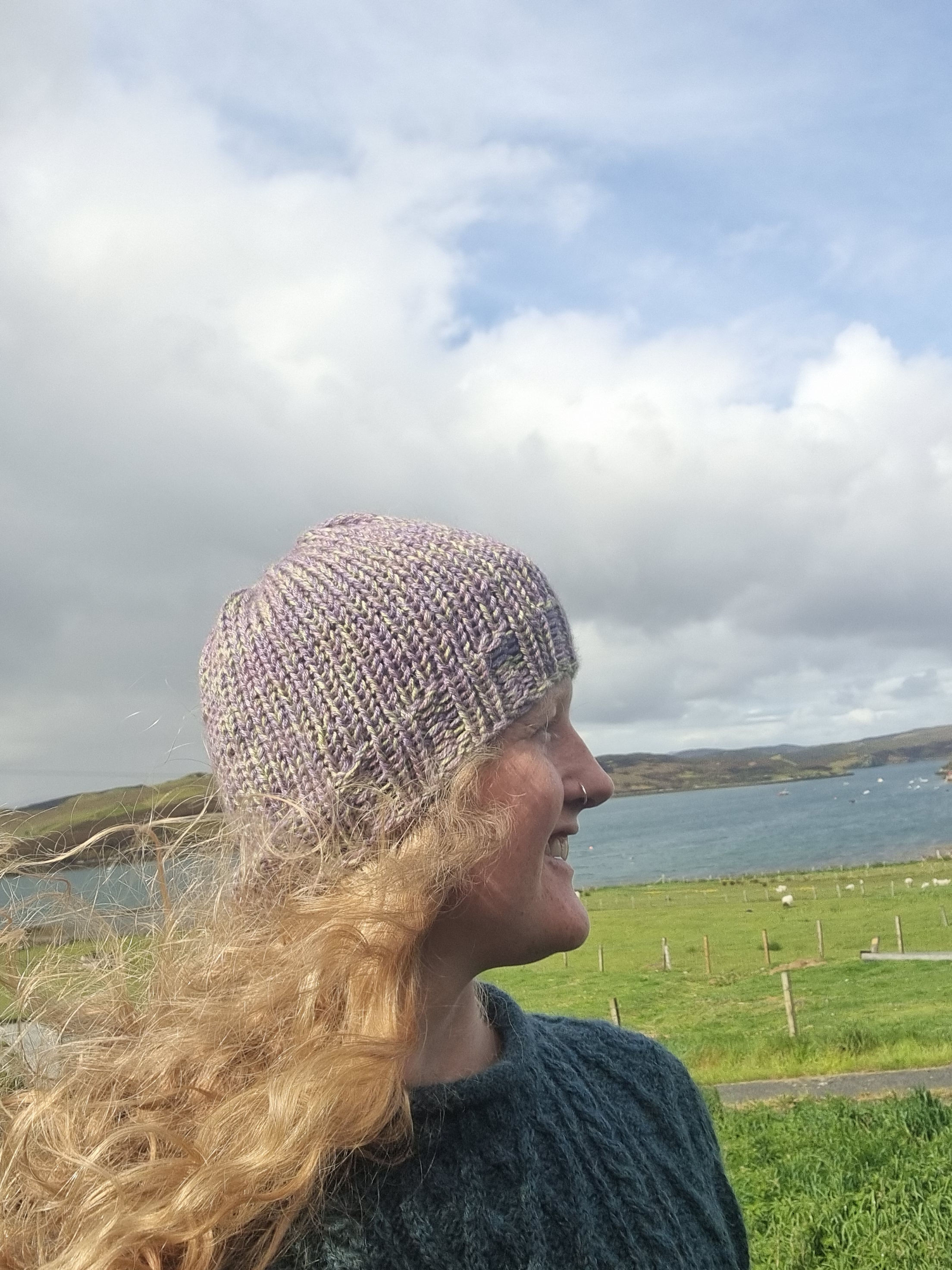 Hand Knitted hand dyed natural plant dyed alpaca-rose hat