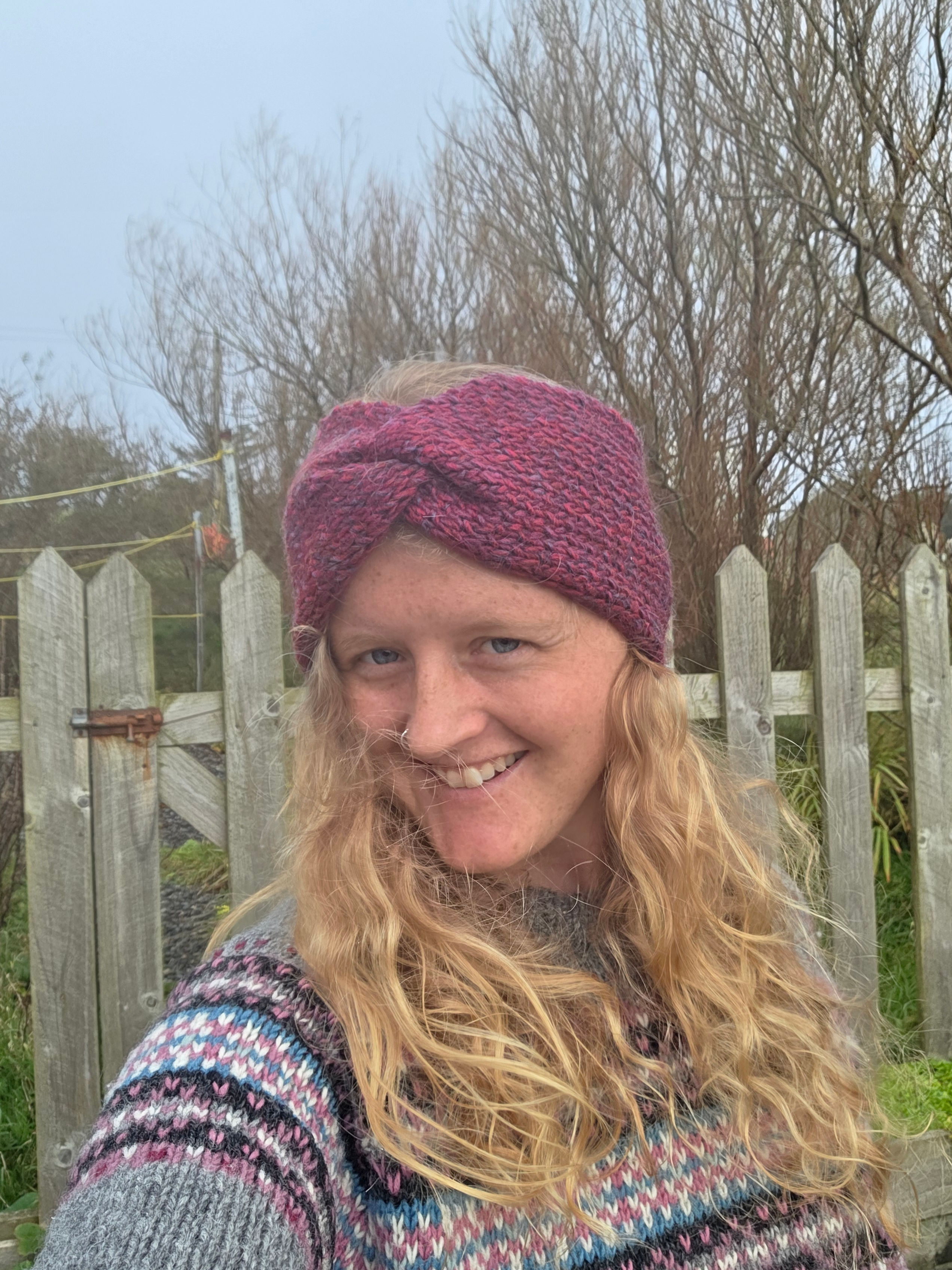 Knitted hand wool/mohair/alpaca blend headband 