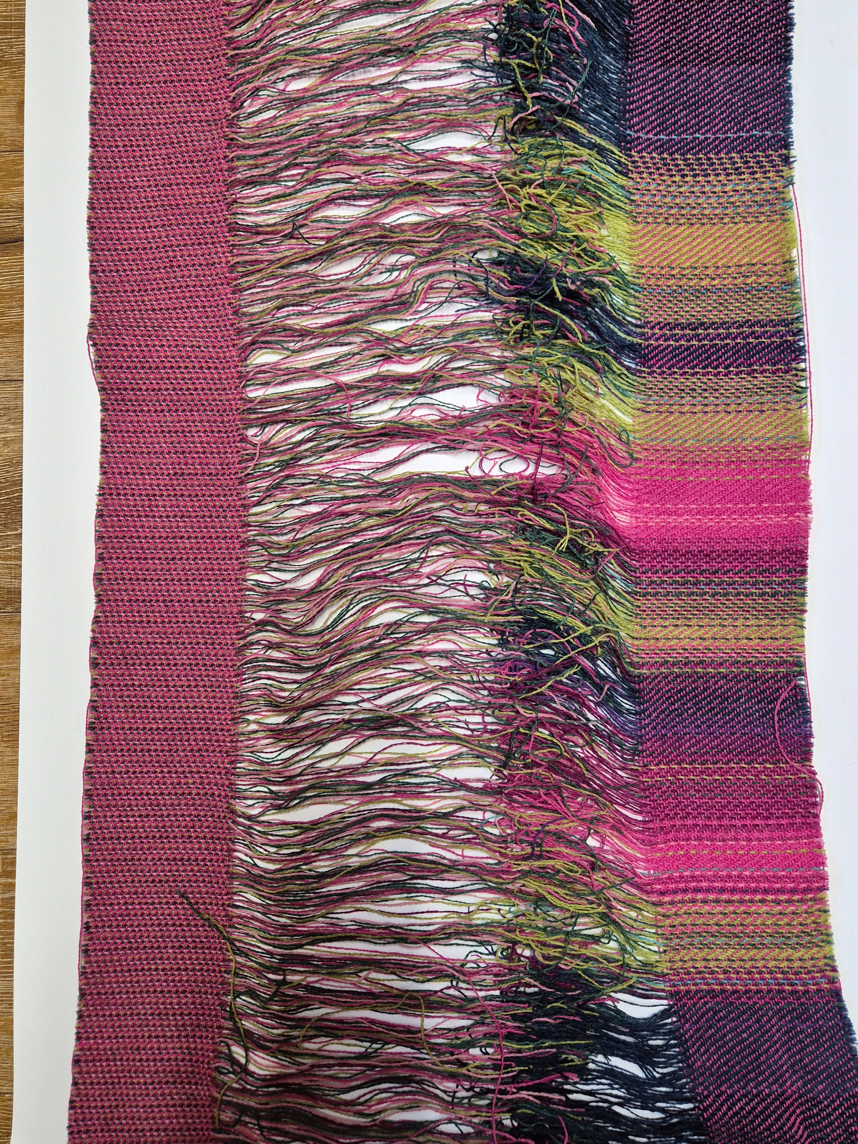 Textile Wall Art - 'tying-in' end Aurora