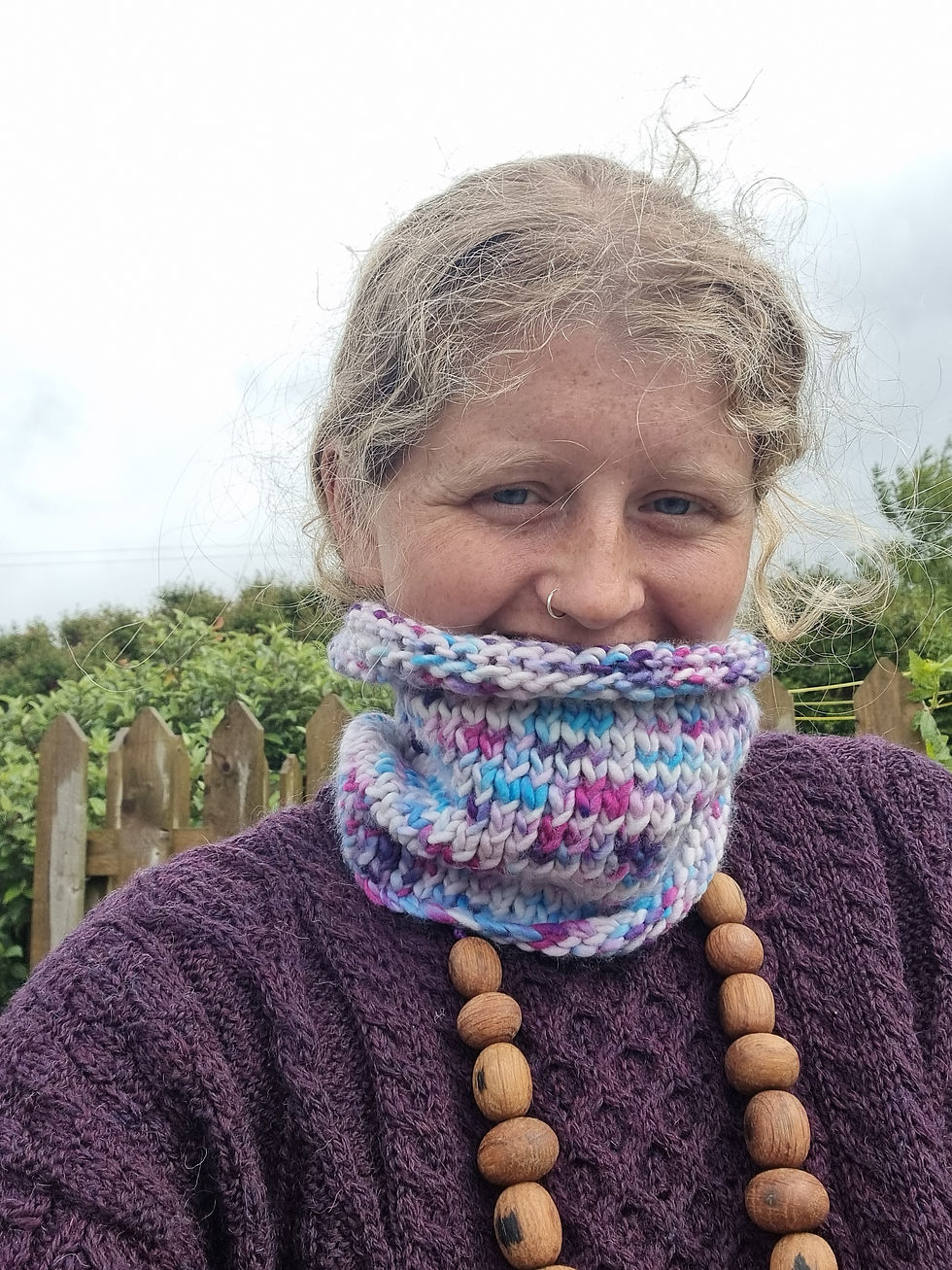 サムネイル： Hand Knitted hand dyed merino neckwarmer/headband 