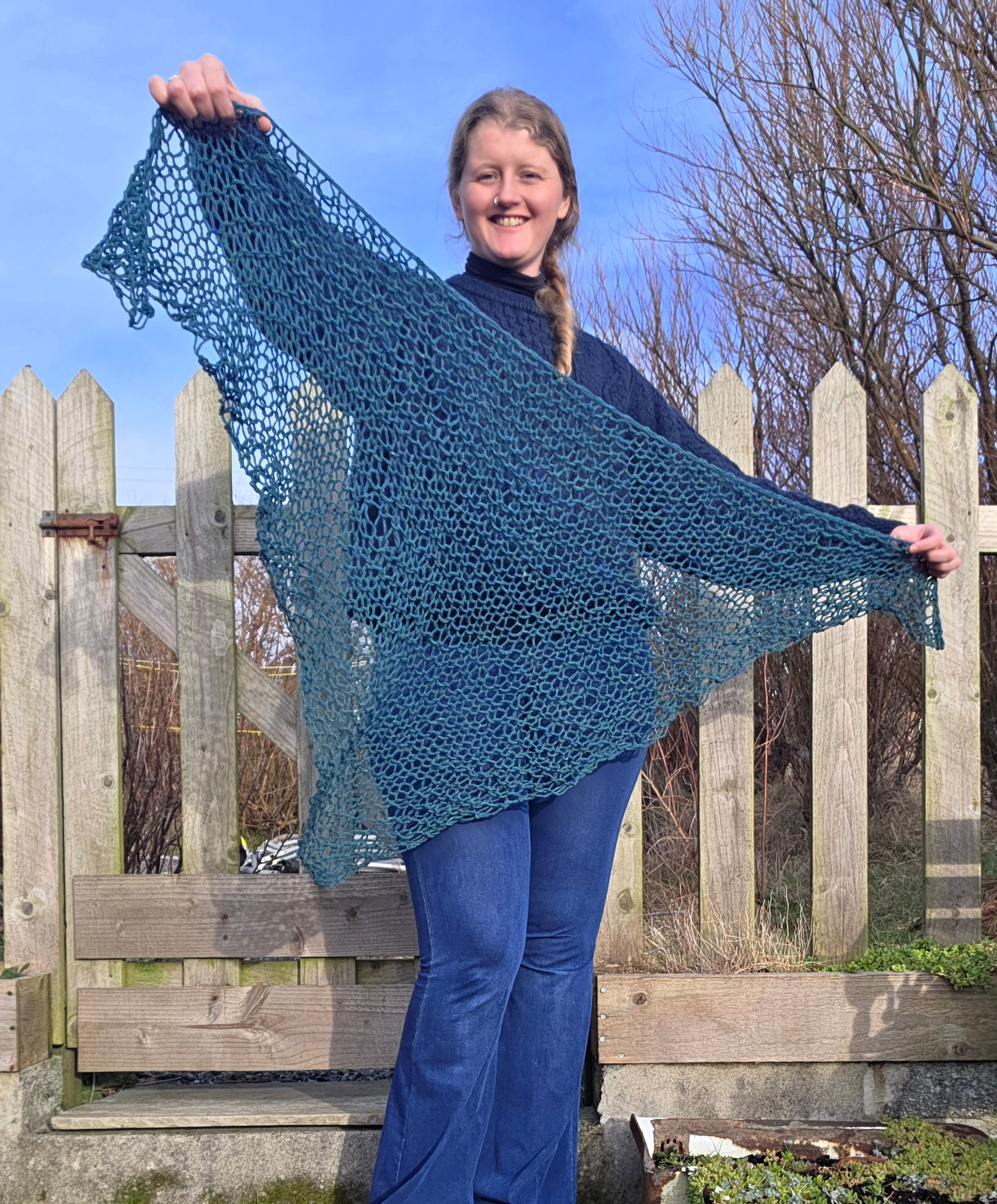 Hand Knitted merino shawl 