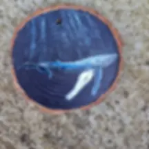 Humpback whale on wood slice