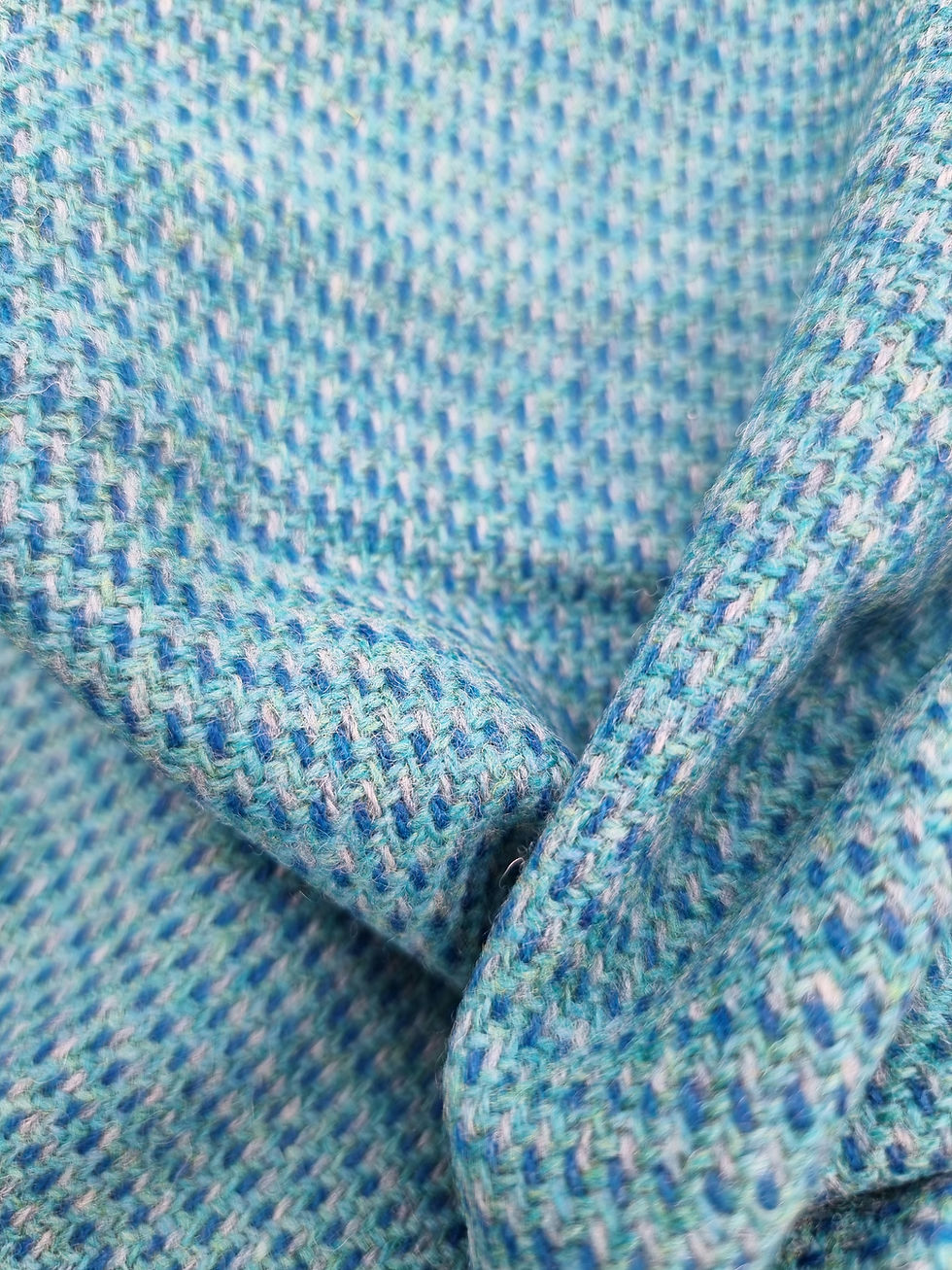 Miniatura: Two Sisters Tweed Fabric - turquoise sea 