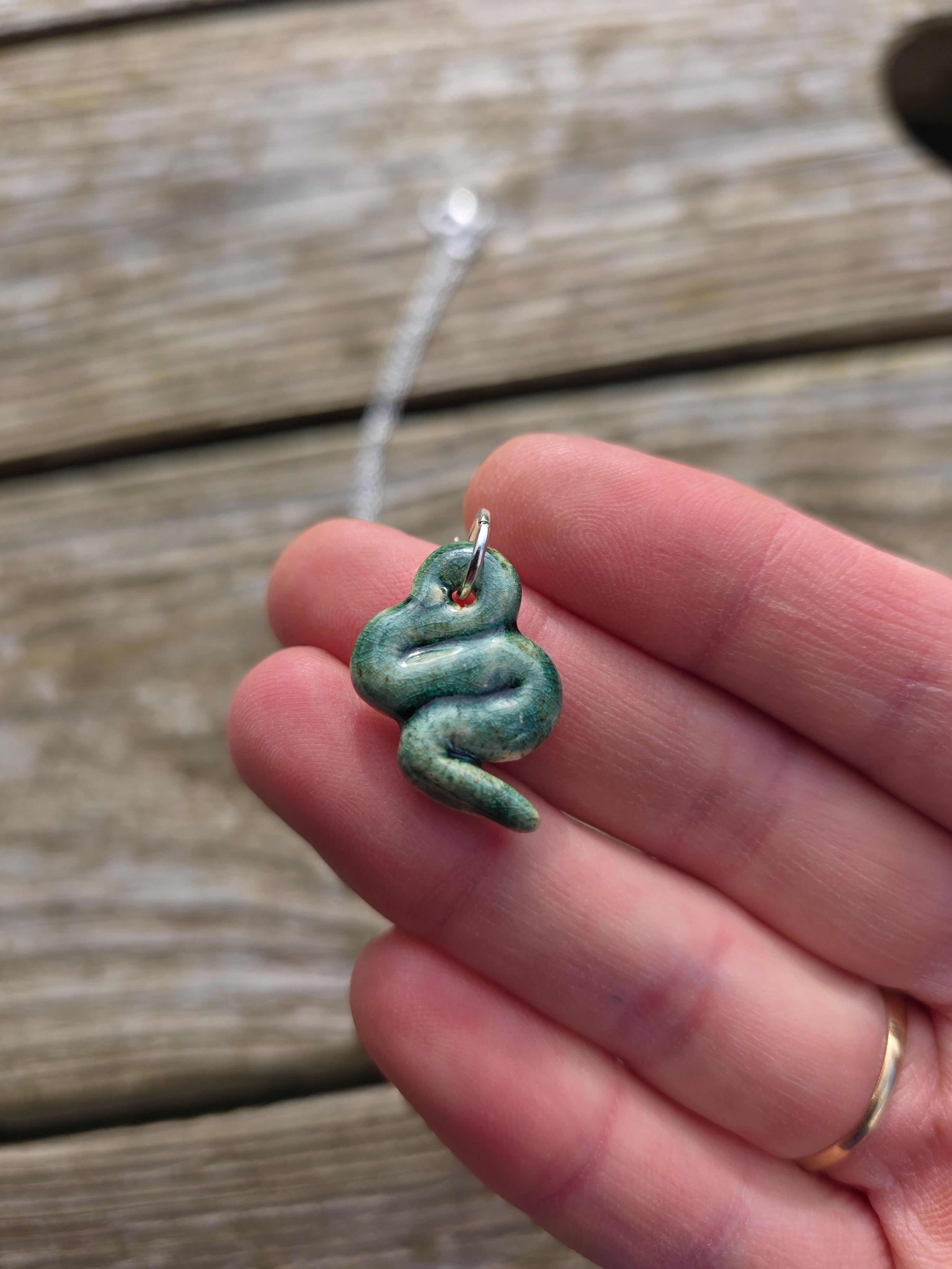 Ceramic Necklace teeny snake