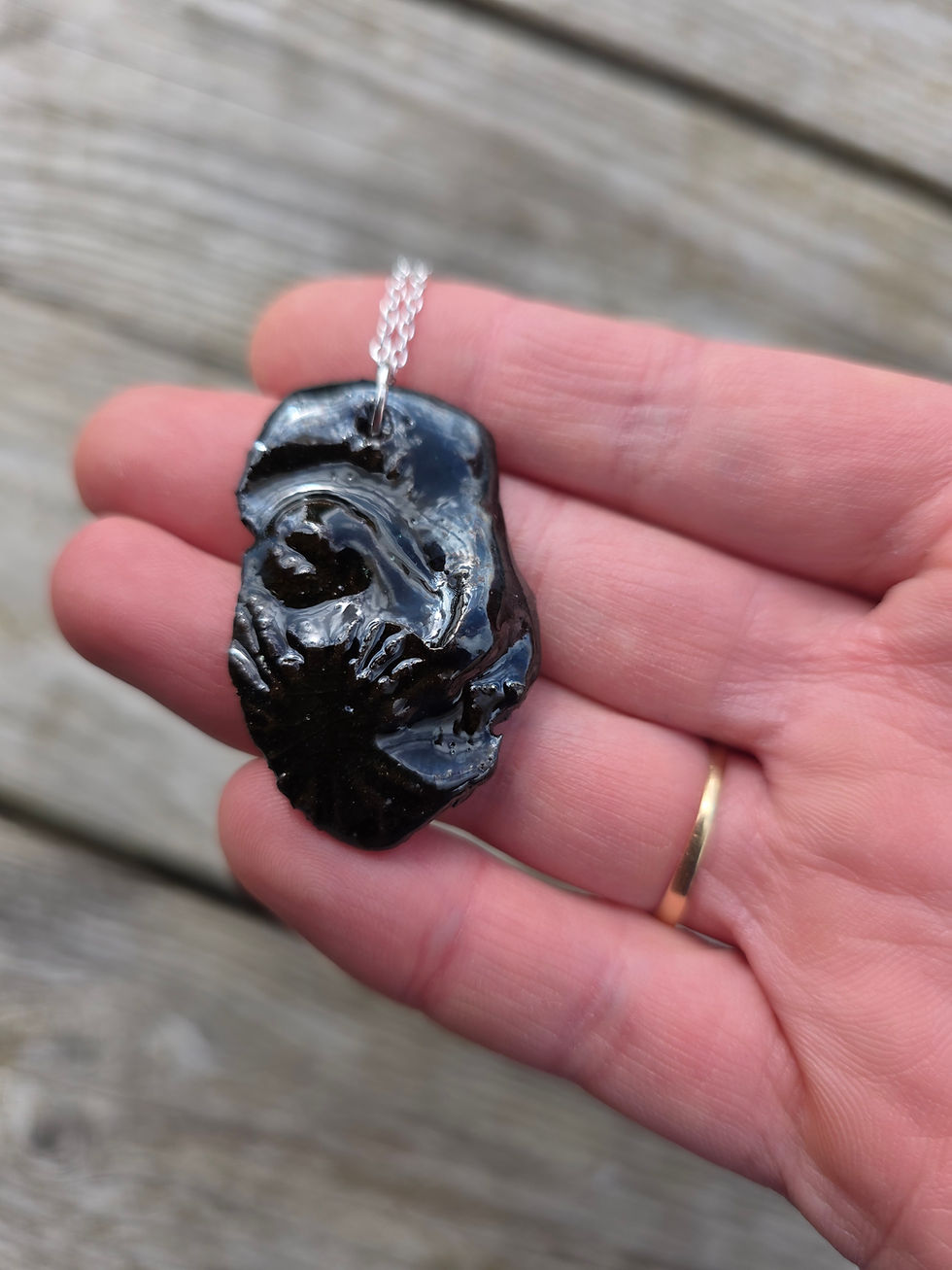 섬네일: Ceramic Necklace beach imprints