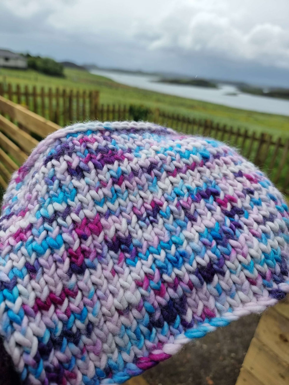 サムネイル： Hand Knitted hand dyed merino neckwarmer/headband 