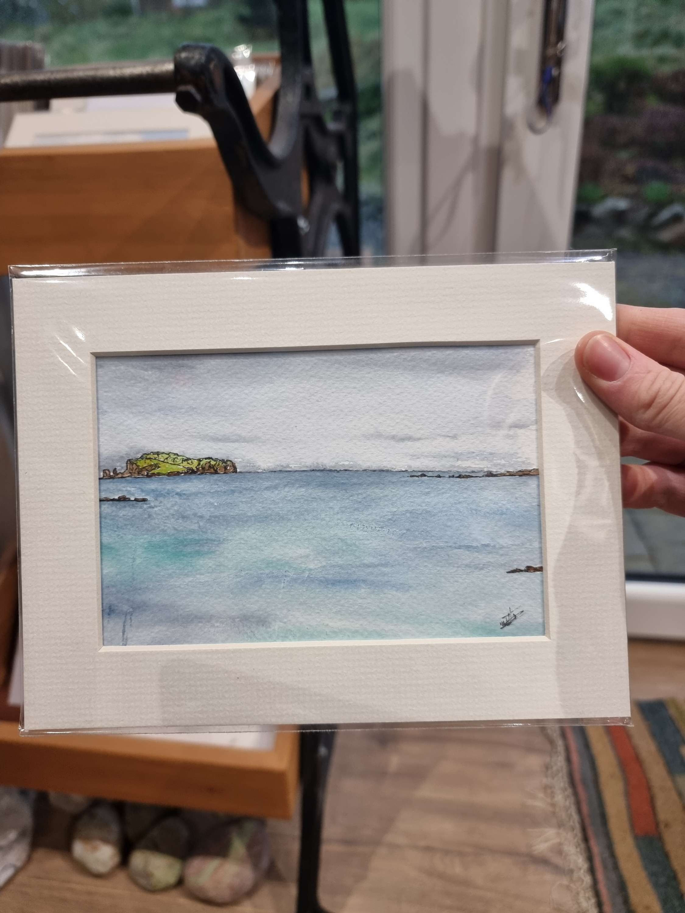 Mini original watercolour of a seascape 