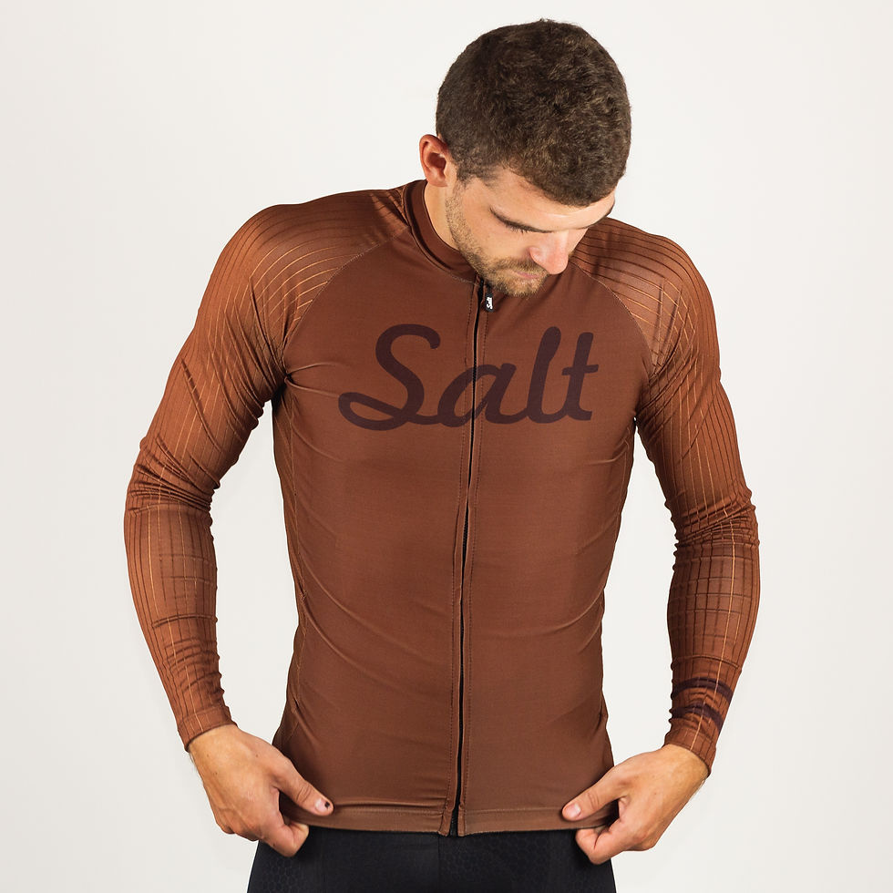 Thumbnail: Mens Rust Brown Long Sleeved Cycling Jersey