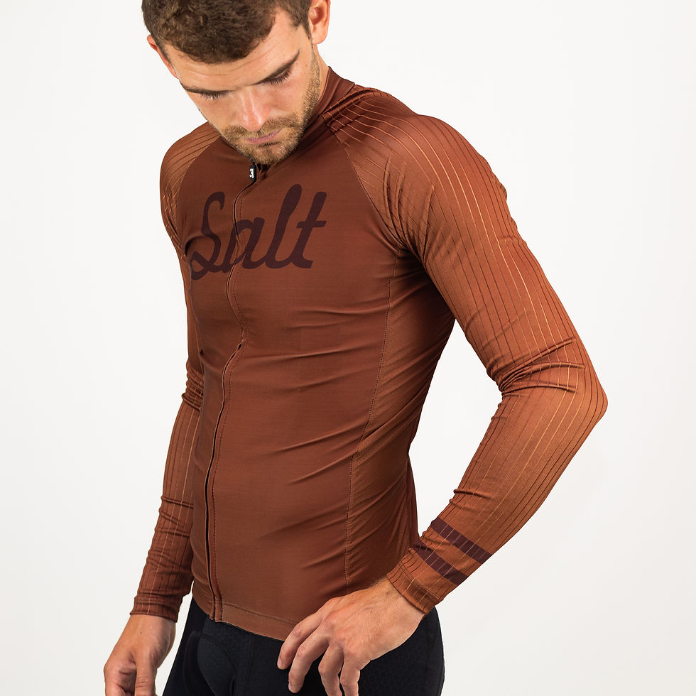 Thumbnail: Mens Rust Brown Long Sleeved Cycling Jersey