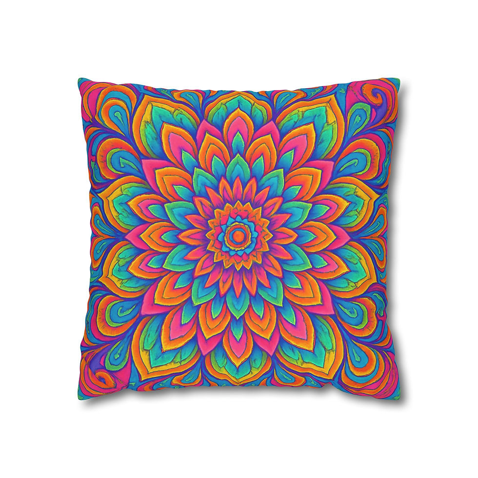 Thumbnail: Vibrant Mandala Throw Pillow Case