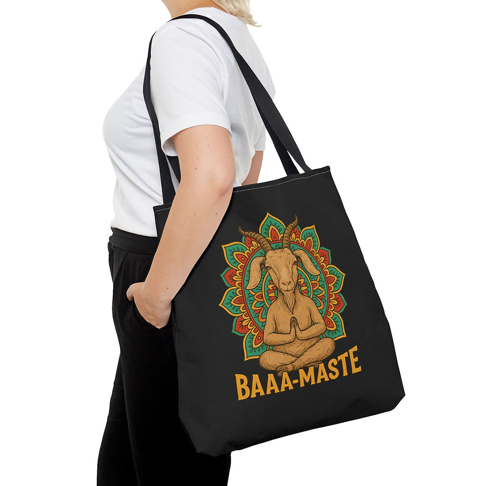 Thumbnail: Baaa-Maste Black Tote Bag for Goat Yoga Enthusiasts