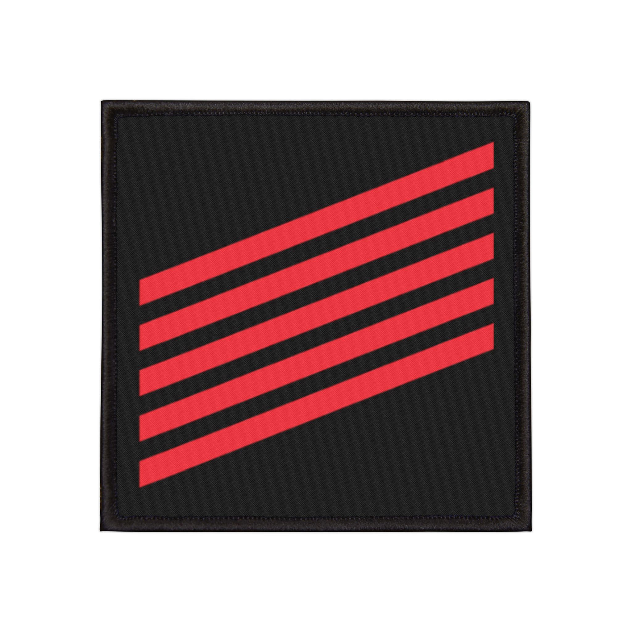 Red Diagonal Stripe Patch — Iron-On Jacket Patch