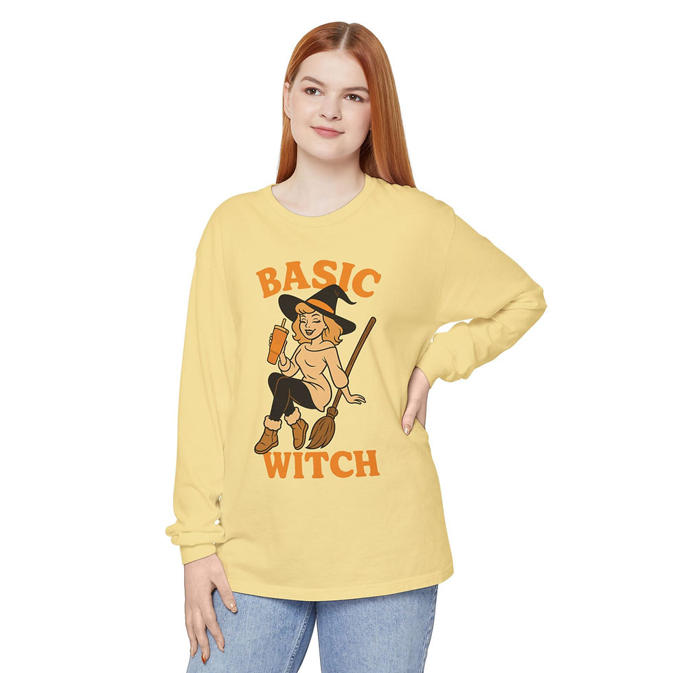 Thumbnail: Basic Witch Long Sleeve T-Shirt, Unisex Halloween Shirt, Witchy Vibes