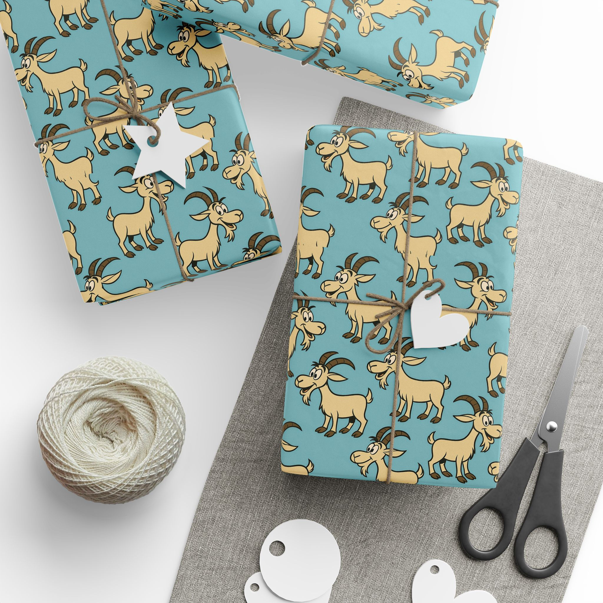 Happy Goats Retro Gift Wrap for Birthdays, Parties, & Goat Lovers