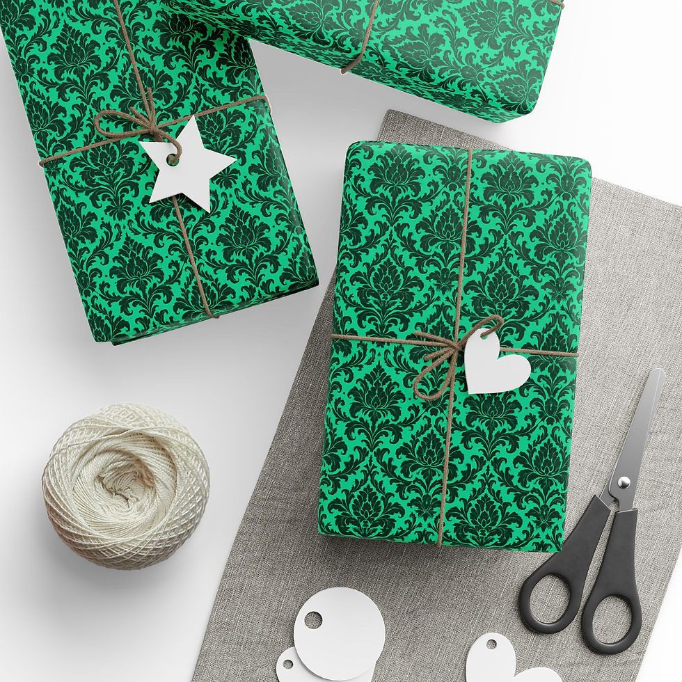Thumbnail: Mint Damask Gift Wrapping Paper Roll, Elegant Gift Wrap