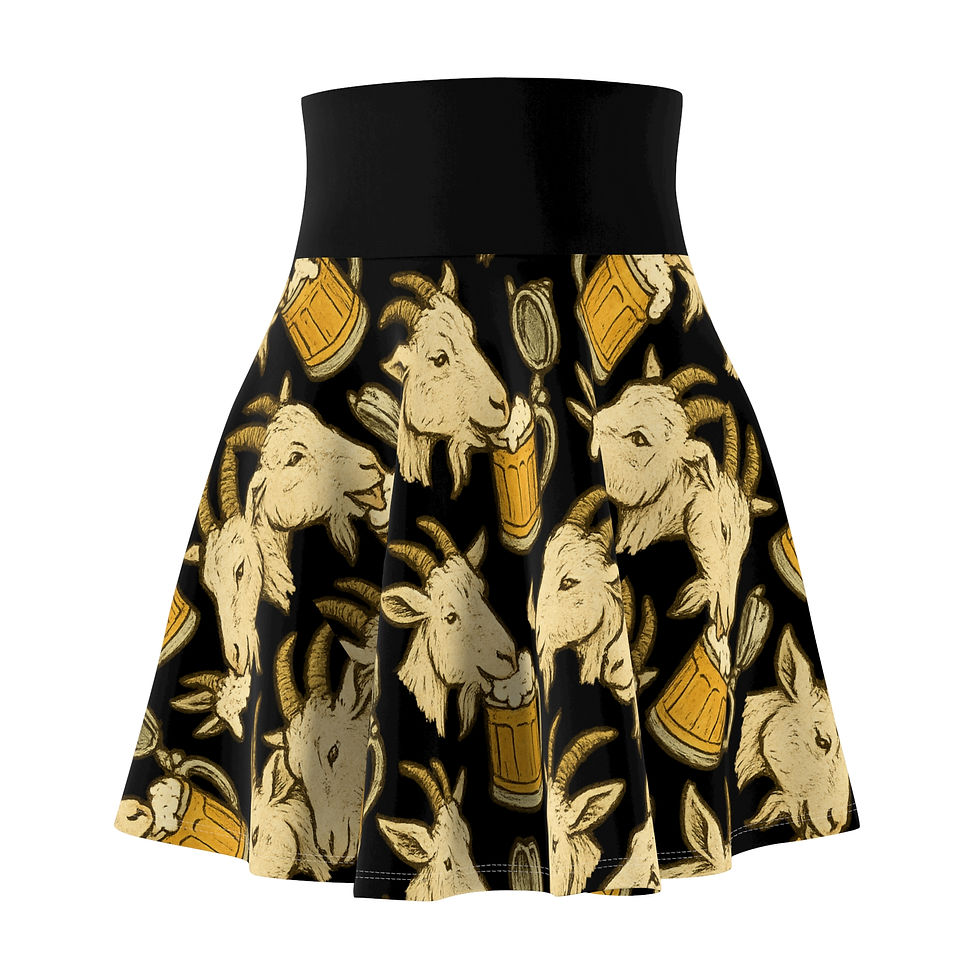 Playful Goat Print Women's Skater Skirt, Cute Casual Skirt for Parties
