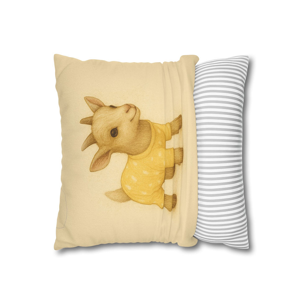 Thumbnail: Adorable Baby Goat in PJs Pillowcase | Yellow