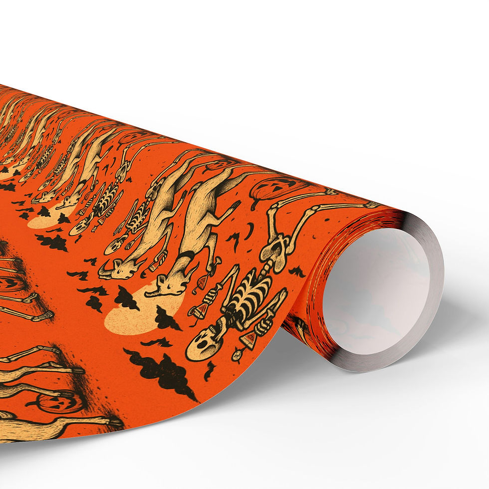 Thumbnail: Dancing Goats and Skeletons Halloween Wrapping Paper 
