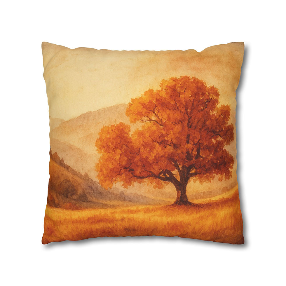 Thumbnail: Golden Tree Landscape – Embers & Petals Collection, Pillowcase #4