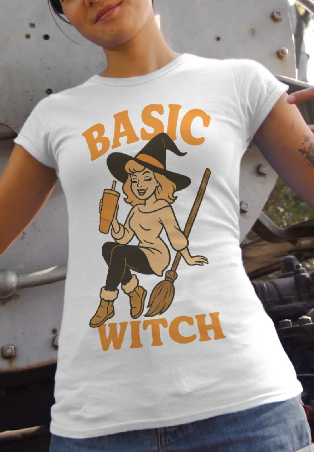 Basic Witch Halloween T-Shirt, Women's Softstyle Tee for Halloween