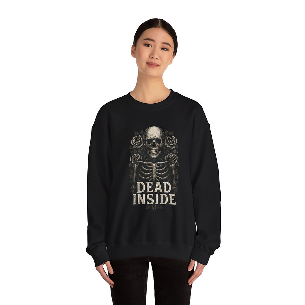 Thumbnail: Dead Inside Unisex Crewneck Sweatshirt with Gothic Skeleton