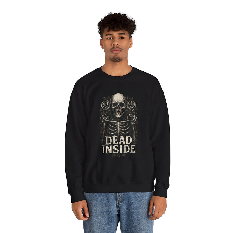 Thumbnail: Dead Inside Unisex Crewneck Sweatshirt with Gothic Skeleton