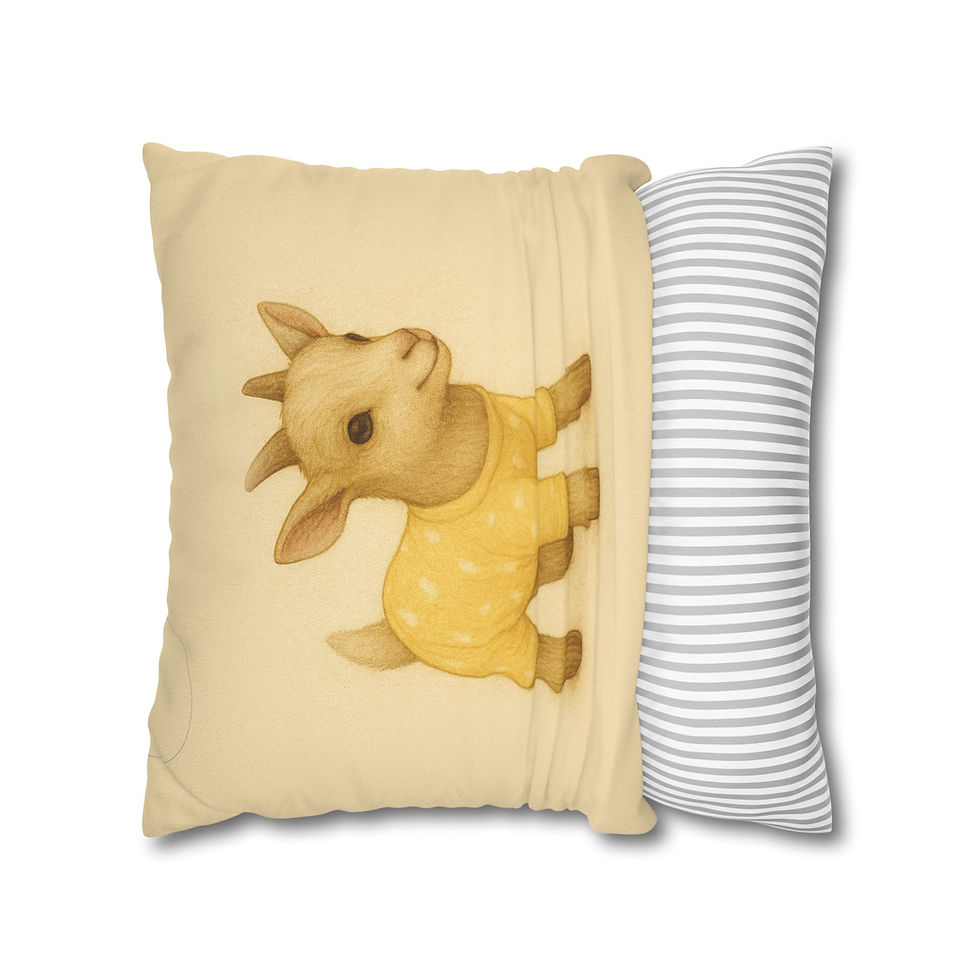 Thumbnail: Adorable Baby Goat in PJs Pillowcase | Yellow
