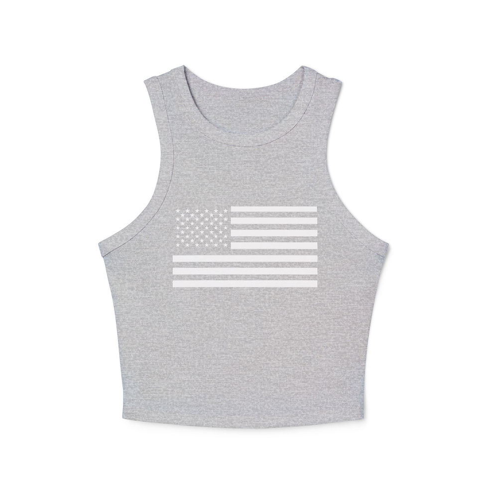 Thumbnail: Patriotic Women's Micro Rib Tank Top - White American Flag