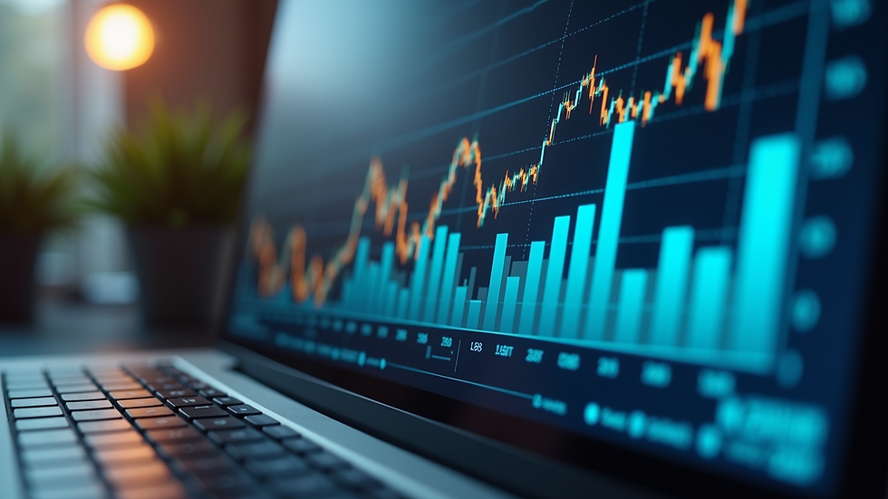 Close-up view of a computer screen displaying digital marketing analytics and graphs
