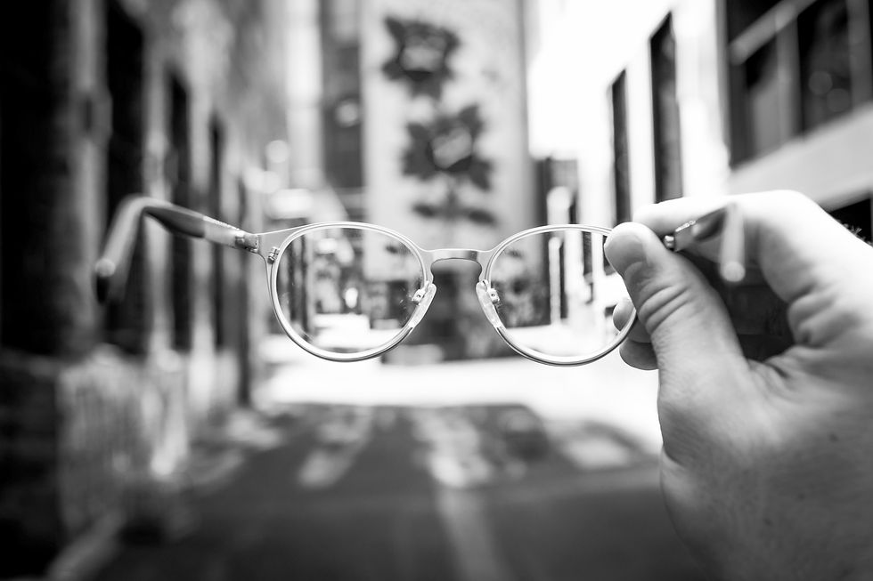 A picture of a hand holding a pair of glasses