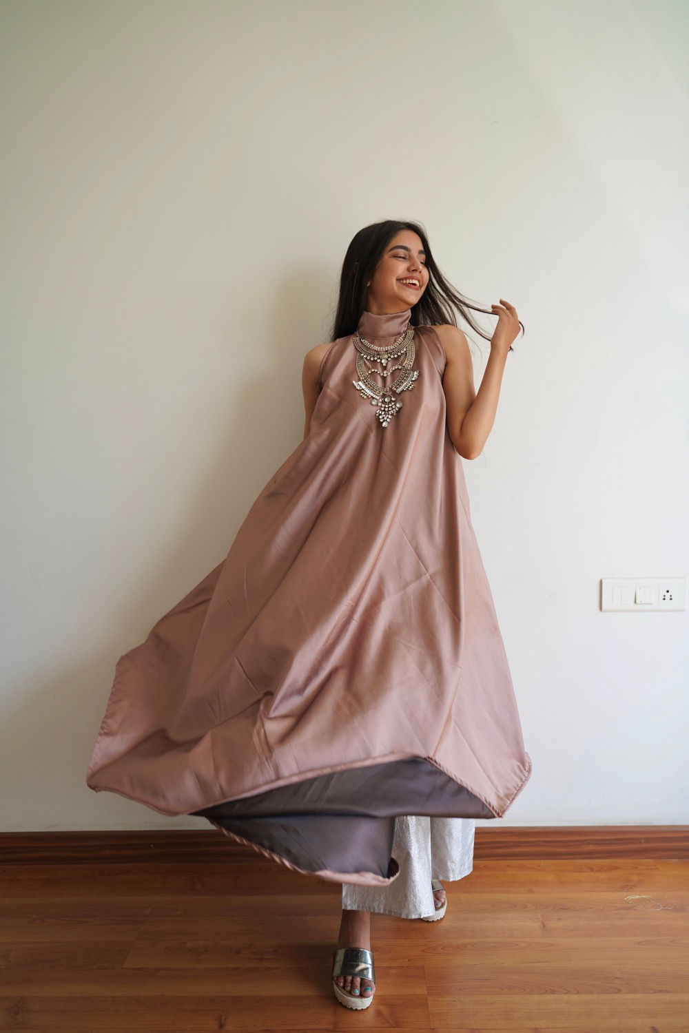 Circluar flare with broad collar high neck kurti